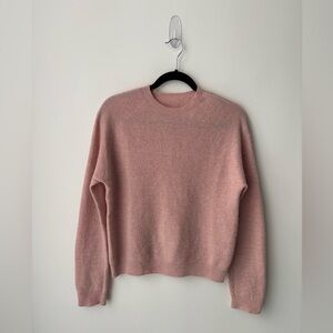 100% Cashmere Blush Pink Raglan Crewneck Sweater Soft Minimalist Size S/M